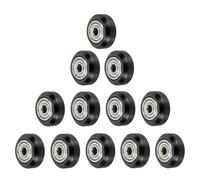 sourcing map 12pcs 3D Printer Wheels Big Slot POM Pulley Wheels Solid High-Speed Gantry Wheel with 625zz Plastic Pulley Linear Bearing for 3D Printer, CNC Machine, Black-5mm