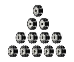sourcing map 12pcs 3D Printer Wheels V Slot POM Pulley Wheels Solid High-Speed Gantry Wheel with 625zz Plastic Pulley Linear Bearing for 3D Printer, CNC Machine, Black-5mm