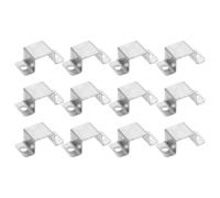 sourcing map 12Pcs 42x32 mm U Shaped Connector Bracket, Square Tube Strap Clamp Galvanized Steel Pipe Clamp Wood Deck Fence Post Tie for Water Pipes Stairs Railing Installation, Silver