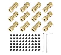 sourcing map 12pcs 4mm to 4mm Brass Shaft Coupling Joint Connector with Screws and Hex Wrench Flexible Motor Shaft Coupler for Car Wheels Tires Shaft Motor