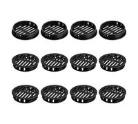 sourcing map 12Pcs 50mm/1.97" Circular Soffit Air Vents, Plastic Soffit Vent Cover, Round Mesh Hole Louver for Bathroom Kitchen Cabinet Wardrobe, Black