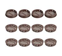 sourcing map 12Pcs 50mm/1.97" Circular Soffit Air Vents, Plastic Soffit Vent Cover, Round Mesh Hole Louver for Bathroom Kitchen Cabinet Wardrobe, Dark Brown