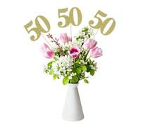 sourcing map 12Pcs 50th Birthday Centerpiece Sticks, Glitter Cupcake Picks Glitter Cupcake Toppers Number Cake Toppers for Birthday Party Anniversary Decoration, Gold