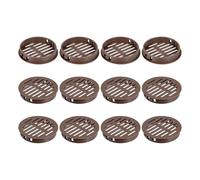 sourcing map 12Pcs 60mm/2.36" Circular Soffit Air Vents, Plastic Soffit Vent Cover, Round Mesh Hole Louver for Bathroom Kitchen Cabinet Wardrobe, Dark Brown