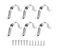 sourcing map 12Pcs 63mm(2-1/2") 304 Stainless Steel Rigid Pipe Strap, Two Hole Strap U Bracket Heavy Duty Pipe Conduit Clamp with Self-Tapping Screws for Hose Wire Cord Installation, Silver