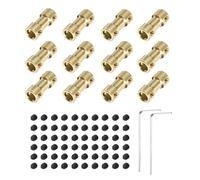 sourcing map 12pcs 6mm to 6mm Brass Shaft Coupling Joint Connector with Screws and Hex Wrench Flexible Motor Shaft Coupler for Car Wheels Tires Shaft Motor