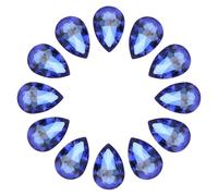 sourcing map 12Pcs 7 x 10mm Teardrop Rhinestones Glass Pointed Back Rhinestone Beads Gems for Jewelry Making Costume Crystal Embellishments Crafts,Light Blue
