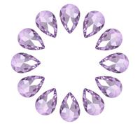 sourcing map 12Pcs 7 x 10mm Teardrop Rhinestones Glass Pointed Back Rhinestone Beads Gems for Jewelry Making Costume Crystal Embellishments Crafts,Light Purple