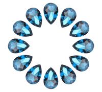 sourcing map 12Pcs 7 x 10mm Teardrop Rhinestones Glass Pointed Back Rhinestone Beads Gems for Jewelry Making Costume Crystal Embellishments Crafts,Green Blue