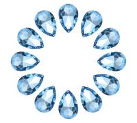 sourcing map 12Pcs 7 x 10mm Teardrop Rhinestones Glass Pointed Back Rhinestone Beads Gems for Jewelry Making Costume Crystal Embellishments Crafts,Lake Blue