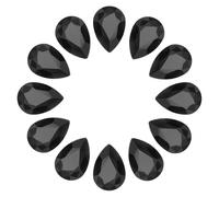 sourcing map 12Pcs 7 x 10mm Teardrop Rhinestones Glass Pointed Back Rhinestone Beads Gems for Jewelry Making Costume Crystal Embellishments Crafts,Black