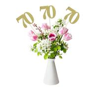 sourcing map 12Pcs 70th Birthday Centerpiece Sticks, Glitter Cupcake Picks Glitter Cupcake Toppers Number Cake Toppers for Birthday Party Anniversary Decoration, Gold