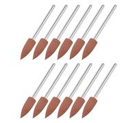 sourcing map 12pcs 80 Grits Abrasive Mounted Stone 2.35mm Shank 1/4"(6mm) Dia Pointed Point Heads Stone Grinding and Polishing Wheels for Nail Polishing
