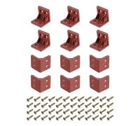 sourcing map 12Pcs 90 Degree Plastic Corner Braces, 27x28x27mm Nylon Shelf Right Angle Brackets with Screws for Cabinets, Cupboards (Red Brown)