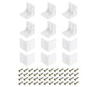 sourcing map 12Pcs 90 Degree Plastic Corner Braces, 27x28x27mm Nylon Shelf Right Angle Brackets with Screws for Cabinets, Cupboards (White)