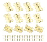 sourcing map 12Pcs 90 Degree Small Hinges for Wooden Box, 1" Long Folding Butt Hinges Cabinet Hinges with Screws for Cabinet Doors Wooden Box Drawer (Gold)