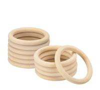 sourcing map 12Pcs 90mm(3.5-inch) Natural Wood Rings, 10mm Thick Smooth Unfinished Wooden Circles for DIY Crafting, Knitting, Macrame, Pendant