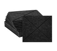 sourcing map 12pcs Adhesive Acoustic Panels Square High-Density Sound Proof Felt Self Stick Non-Slip Anti Vibration Pads Anti-Skid Noise 12 Inch Long x 0.39 Inch Thick, Black