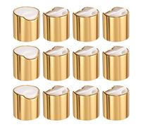 sourcing map 12pcs Aluminized Plastic Disc Top Caps, 24/410 Replacement Press Caps Durable Dispensing Lids for Squeeze Bottles, Refillable Bottles, Plastic, Empty, Shampoo Bottles, Gold White