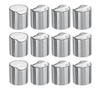 sourcing map 12pcs Aluminized Plastic Disc Top Caps, 24/410 Replacement Press Caps Durable Dispensing Lids for Squeeze Bottles, Refillable Bottles, Plastic, Empty, Shampoo Bottles, Silver White