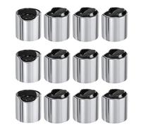 sourcing map 12pcs Aluminized Plastic Disc Top Caps, 28/410 Replacement Press Caps Durable Dispensing Lids for Squeeze Bottles, Refillable Bottles, Plastic, Empty, Shampoo, Silver Black