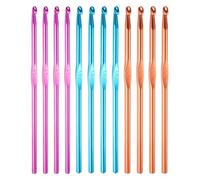 sourcing map 12Pcs Aluminum Crochet Hook 4.5mm 5mm 5.5mm US Size 7 8 9 Knitting Needles for DIY Craft Yarn Purple Blue Orange