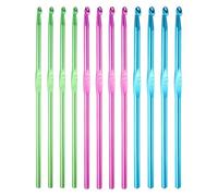 sourcing map 12Pcs Aluminum Crochet Hook 4mm 4.5mm 5mm US Size 6 7 8 Knitting Needles for DIY Craft Yarn Green Purple Blue