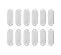 sourcing map 12Pcs Aluminum Engraving Blanks Tags, Metal Blank Tags Stamping Oval with 2 Holes Blank Bulk Dog Tag for DIY Personalized Pet Tag Number Tag, Silver