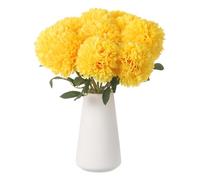 sourcing map 12pcs Artificial Chrysanthemum Ball Flower Faux Chrysanthemum Flowers Bouquet Silk Fake Mum Flower for Home Garden Wedding Party Decoration, Yellow