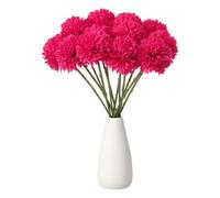 sourcing map 12pcs Artificial Chrysanthemum Ball Flowers Faux Chrysanthemum Flowers Bouquet Silk Fake Mum Flower for Home Garden Wedding Party Decoration, Rose Red
