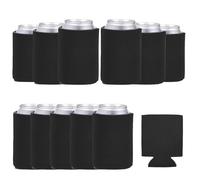 sourcing map 12Pcs Beer Can Coolers Covers, Neoprene Blank Drink Cooler Sleeves Collapsible Insulated Reusable Soda Cover for 10oz Bottles Seltzer DIY Weddings Beach Picnic Party, Black