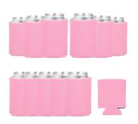 sourcing map 12Pcs Beer Can Coolers Covers, Neoprene Blank Drink Cooler Sleeves Collapsible Insulated Reusable Soda Cover for 10oz Bottles Seltzer DIY Weddings Beach Picnic Party, Pink