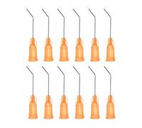 sourcing map 12pcs Blunt Tip Dispensing Needles, 23 Gauge 45 Degrees Bent Dispensing Tips 1" End Angled Dispenser Needle with Luer Elbow Blunt Needle for Oil or Glue Applicator, Orange