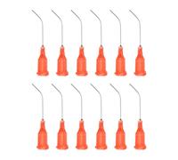 sourcing map 12pcs Blunt Tip Dispensing Needles, 24 Gauge 45 Degrees Bent Dispensing Tips 1" End Angled Dispenser Needle with Luer Elbow Blunt Needle for Oil or Glue Applicator, Red