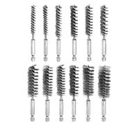 sourcing map 12Pcs Bore Brush Set for Drill Different Bristle Lengths Stainless Steel Twisted Wire Cleaning Drill Wire Brush with 1/4" Hex Shank for Tubes