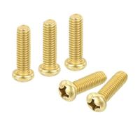 sourcing map 12Pcs Brass Machine Screws, M6x20mm Phillips Pan Head Fastener Machinery Bolts, Pan Head Fastener Bolts for Furniture, Office Equipment, Electronics, Brass Tone