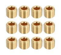 sourcing map 12Pcs Brass Pipe Plug Fitting, 1/16" NPT Male Hex Counter Sunk Plug, Internal Thread Socket Pipe Plug for Closing the End of Pipe, Air Tanks