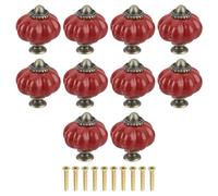 sourcing map 12pcs Ceramic Pumpkin Knobs, Dark Red Knobs Decorative Drawer Knobs Pulls, Vintage Drawer Pulls with 12 Screws for Cabinet Drawers, Closets, and Cupboards (38mm/1.5")