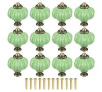 Sourcing Map 12pcs Ceramic Pumpkin Knobs, Lime Green Decorative Pulls, Vintage Drawer Pulls with 12 Screws for Cabinet Drawers, Closets, and Cupboards (38mm/1.5")