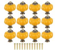 Sourcing Map 12pcs Ceramic Pumpkin Knobs, Rust Orange Decorative Knobs Pulls, Vintage Drawer Pulls with 12 Screws for Cabinet Drawers, Closets, and Cupboards (38mm/1.5")
