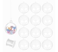 sourcing map 12pcs Clear Plastic Fillable Ornaments, 100mm/4" Clear Acrylic Ornaments Hanging Balls with 164ft Wire DIY Christmas Ornament Decoration for Party Wedding Home Decor