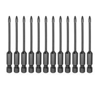 sourcing map 12pcs Concrete Masonry Drill Bits 3mm (1/8") Tungsten Carbide Tip Chrome Plated Triangle Cross Drill Bit for Ceramic Tile Brick Glass Plastic Wood, Black