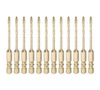 sourcing map 12pcs Concrete Masonry Drill Bits 3mm (1/8") Tungsten Carbide Tip Titanium Coated Triangle Cross Drill Bit for Ceramic Tile Brick Glass Plastic Wood, Gold