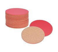 sourcing map 12pcs Cork and Leather Coaster for Drink, 4 Inch Absorbent Coasters Round Cork Coasters for Cold Drinks Wine Glass Cup Mug Bar Office Red