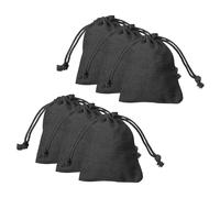 sourcing map 12pcs Cotton Storage Bags 3.2" x 3.9" Canvas Drawstring Bags Reusable Packing Storage Muslin Bags with Drawstring for Fruit Onion Clothes Shopping Home Supplies, Black