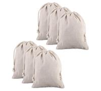 sourcing map 12pcs Cotton Storage Bags 6.7" x 9.1" Canvas Drawstring Bags Reusable Packing Storage Muslin Bags with Drawstring for Fruit Onion Clothes Shopping Home Supplies, Beige
