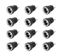 sourcing map 12pcs DC5521 Power Jack, 30V 0.5A 5.5x2.1mm 2 Pin DC Power Female Panel Mounting Connector Socket with Metal Nut Washer for Electronics Devices, Black 10x10x18mm