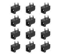 sourcing map 12pcs DC5525 Power Jack, 30V 0.5A 5.5x2.5mm 3 Pin DC Power Female Panel Mounting Connector Socket with Metal Nut Washer for Electronics Devices, Black 9x14.2x15mm