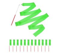 sourcing map 12PCS Deep Green Dance Ribbon, Gymnastics Ribbon Twirling Ribbons for Birthday Party Streamers Decoration,6.6Ft Circus Carnival Ribbon with Sticks Wands