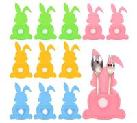sourcing map 12Pcs Easter Bunny Utensil Cutlery Holder, 5.9x3.2" Felt Easter Cutlery Holders Cutlery Sleeve for Knife Forks Settings Tableware Decoration Wedding Birthday Party, Multicolor